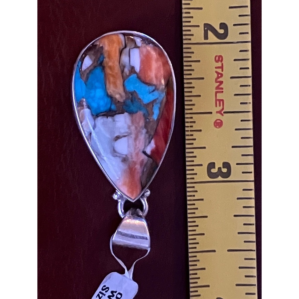 Beautiful NWT Spiny Oyster Turquoise set in 925 Pendant over 7 Grams - Picture 3 of 8
